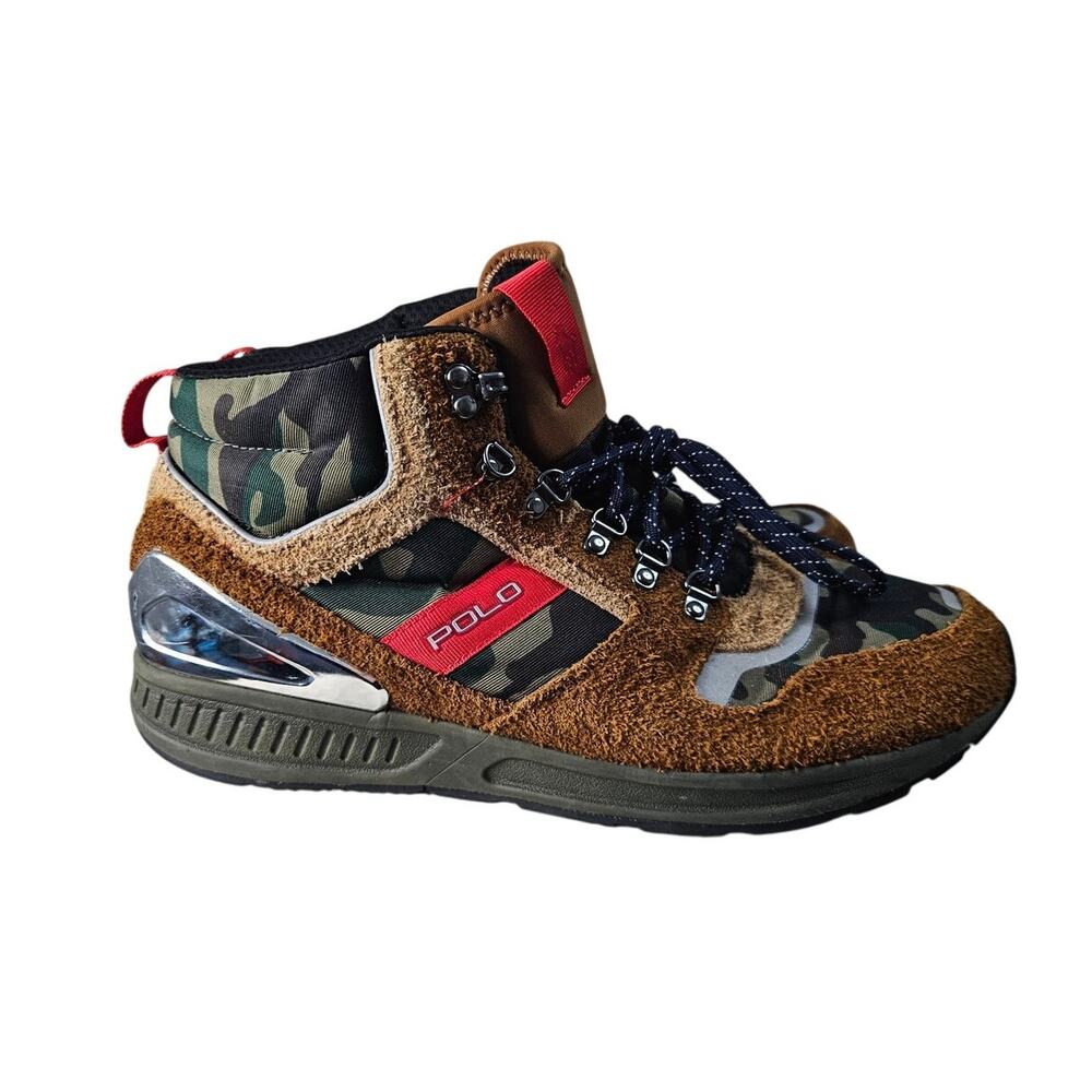 Polo Ralph Lauren Mens Camo Train 100 Mid Sneaker Hiking Size 10D Metallic